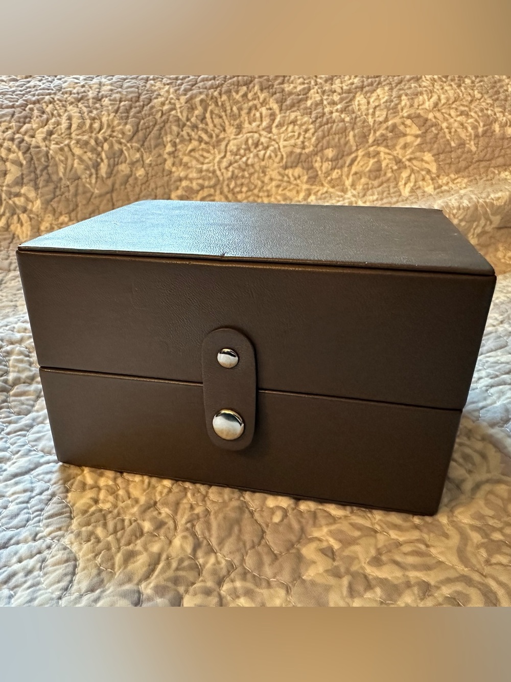 Stackers Taupe Travel Jewelry Storage Box with Snap Closure from Container Store